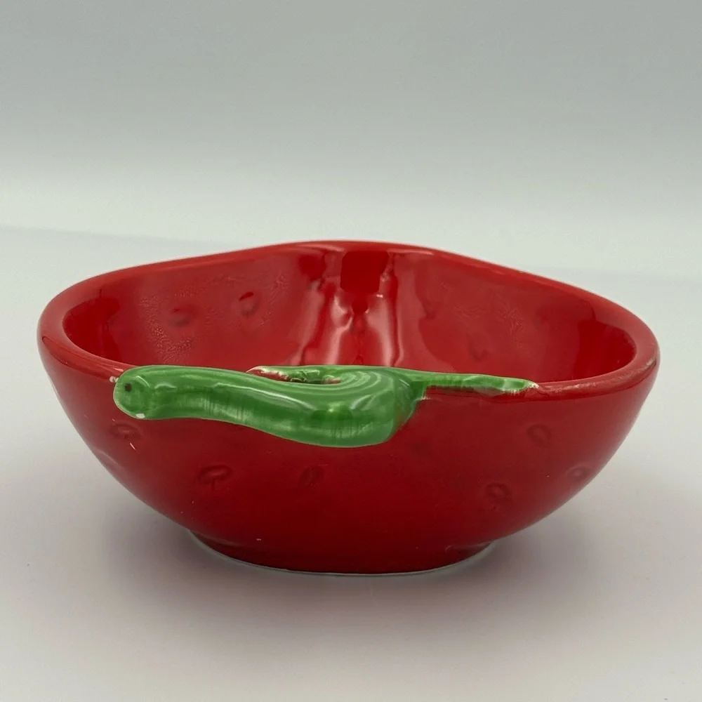 Vintage Knobler Japan Strawberry Bowl Set‎ Red Fruit Dish Cottagecore